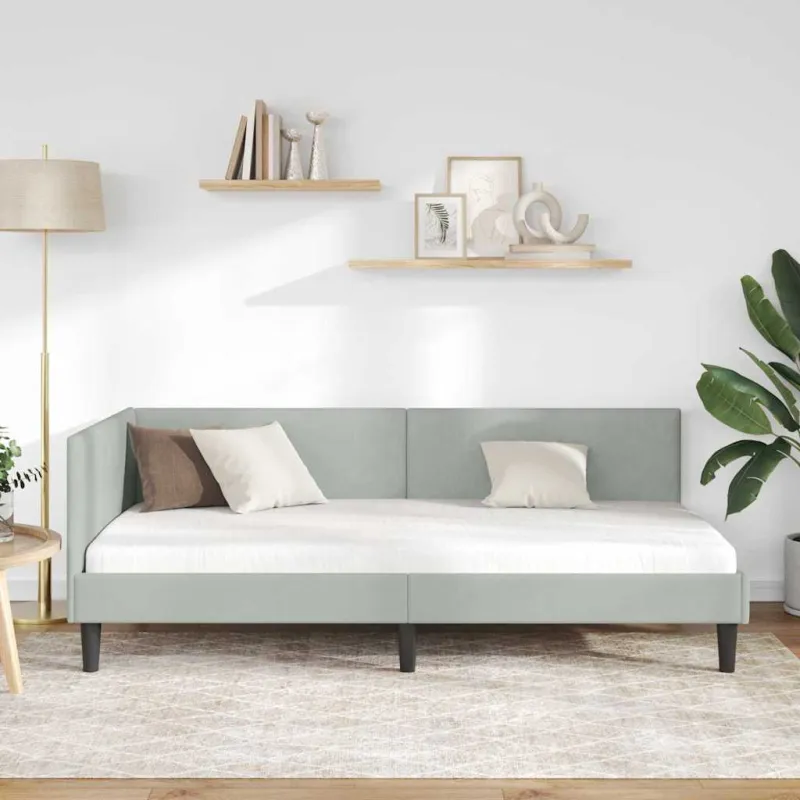 Kampinė lovos konstrukcija Šviesiai pilka 90 cm x 200 cm