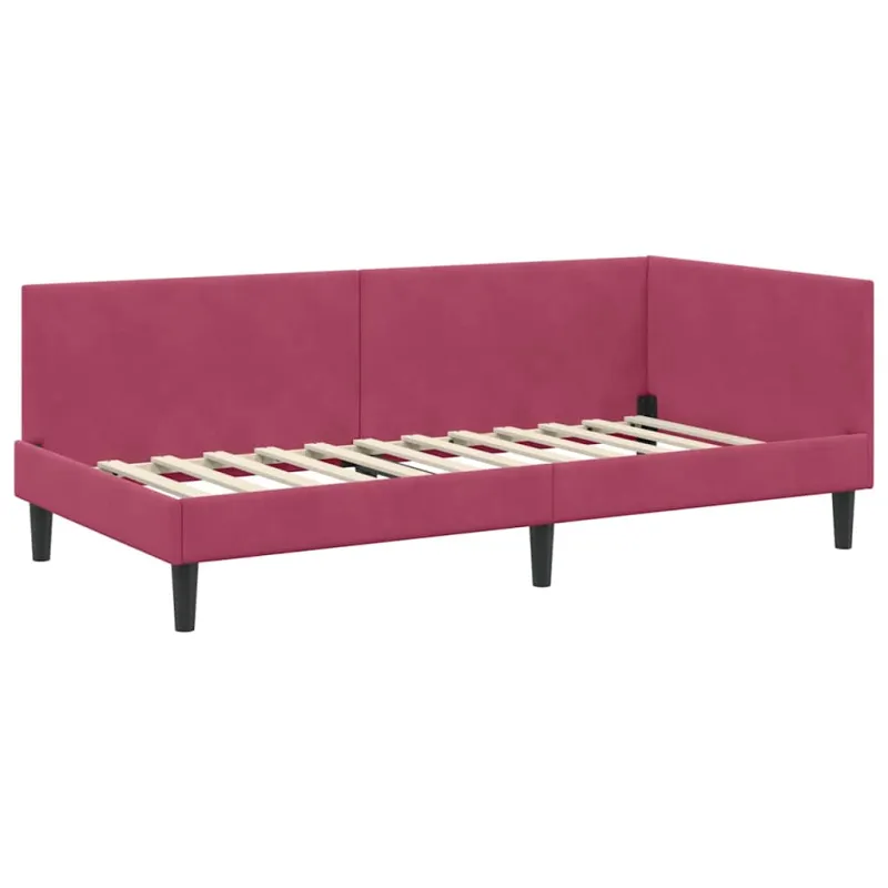 Kampinė lovos konstrukcija Vyno raudona 90 cm x 200 cm Aksomas