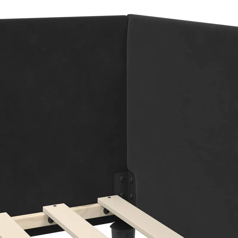 Kampinė lovos konstrukcija Juoda 90 cm x 200 cm Aksomas
