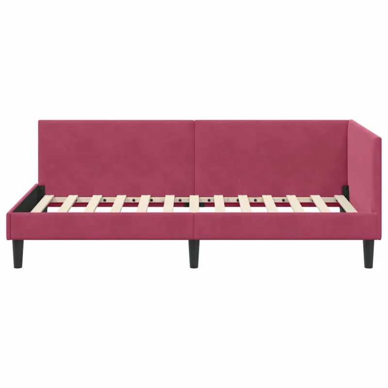 Kampinė lovos konstrukcija Vyno raudona 100 cm x 200 cm Aksomas