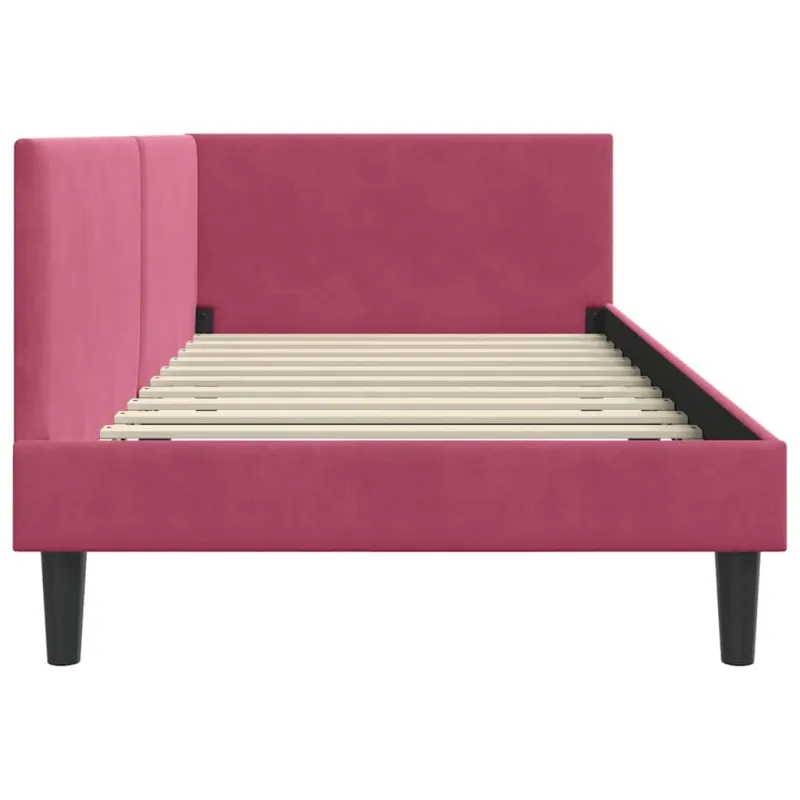 Kampinė lovos konstrukcija Vyno raudona 100 cm x 200 cm Aksomas
