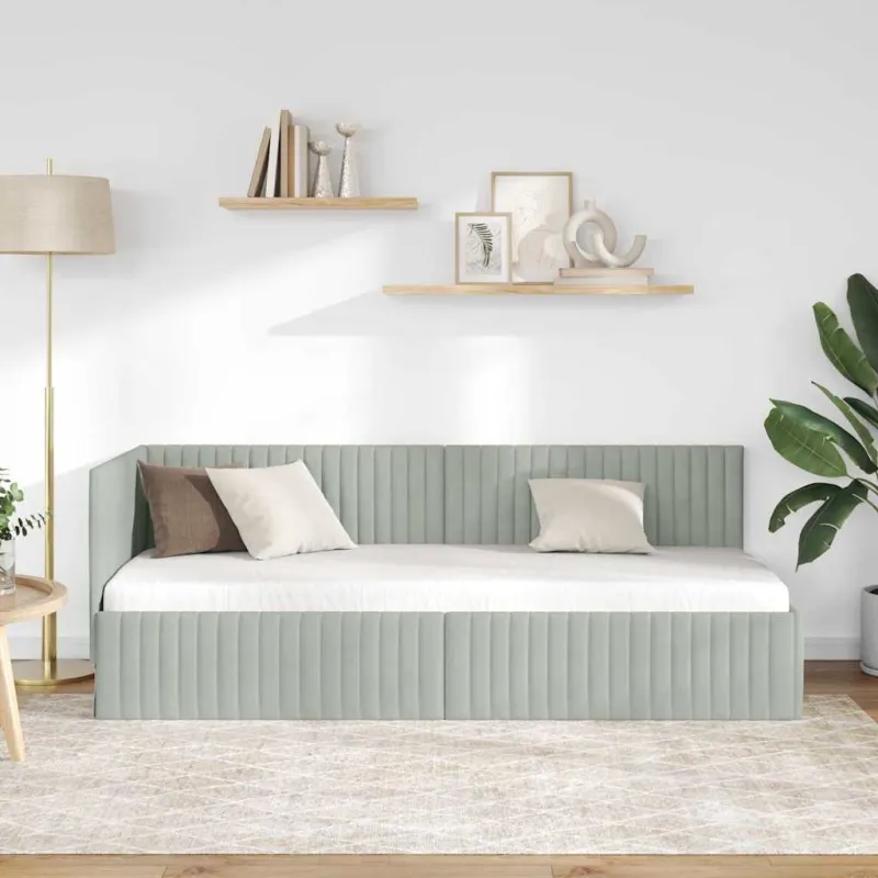 Kampinė lovos konstrukcija Šviesiai pilka 80 cm x 200 cm