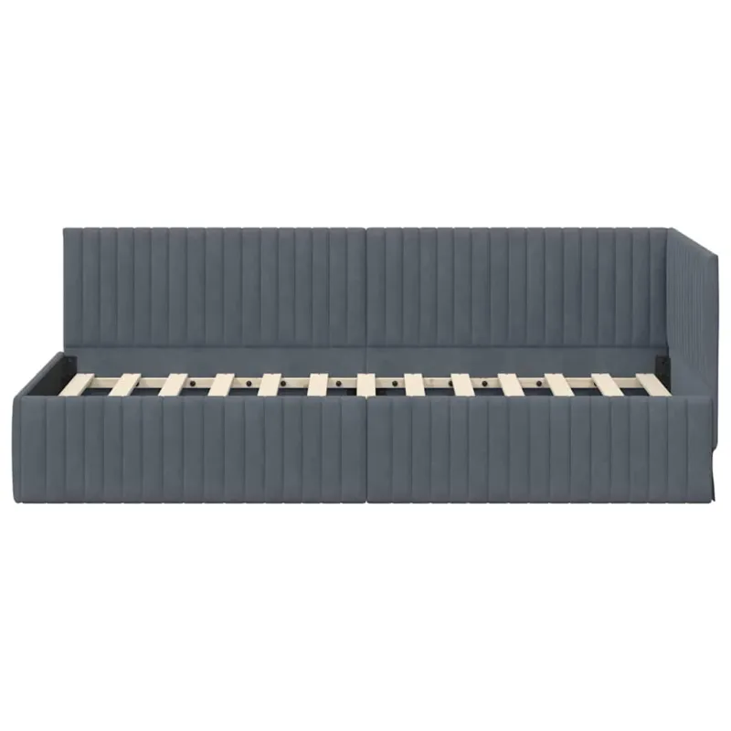 Kampinė lovos konstrukcija Tamsiai pilka 80 cm x 200 cm Aksomas