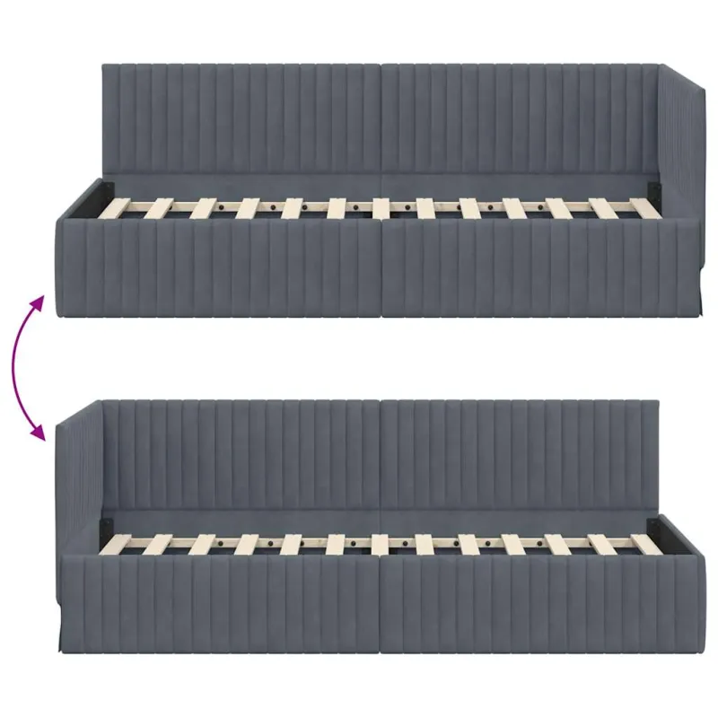 Kampinė lovos konstrukcija Tamsiai pilka 80 cm x 200 cm Aksomas