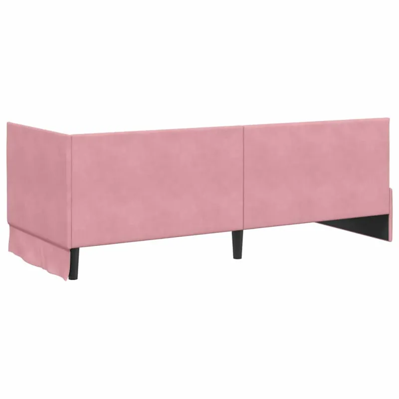 Kampinė lovos konstrukcija Rožinė 80 cm x 200 cm Aksomas
