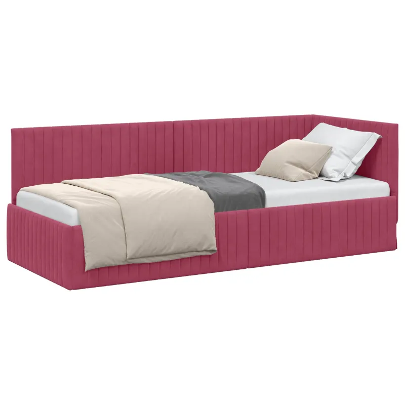 Kampinė lovos konstrukcija Vyno raudona 80 cm x 200 cm Aksomas
