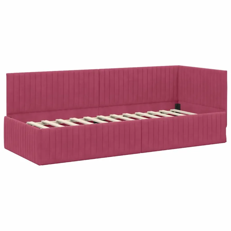 Kampinė lovos konstrukcija Vyno raudona 80 cm x 200 cm Aksomas