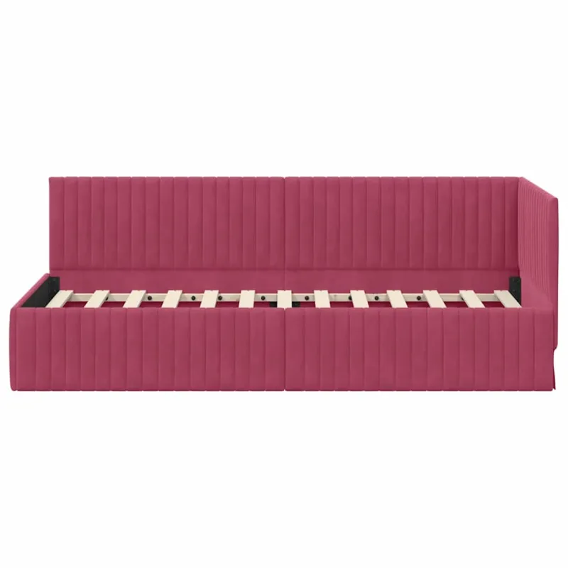 Kampinė lovos konstrukcija Vyno raudona 80 cm x 200 cm Aksomas