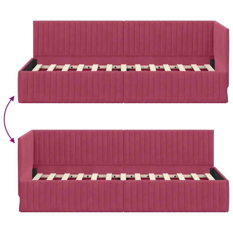 Kampinė lovos konstrukcija Vyno raudona 80 cm x 200 cm Aksomas