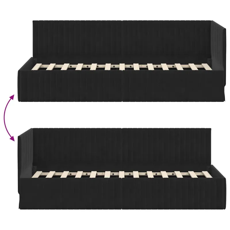 Kampinė lovos konstrukcija Juoda 80 cm x 200 cm Aksomas