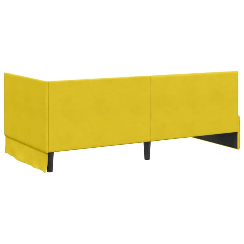 Kampinė lovos konstrukcija Geltona 90 cm x 190 cm Aksomas