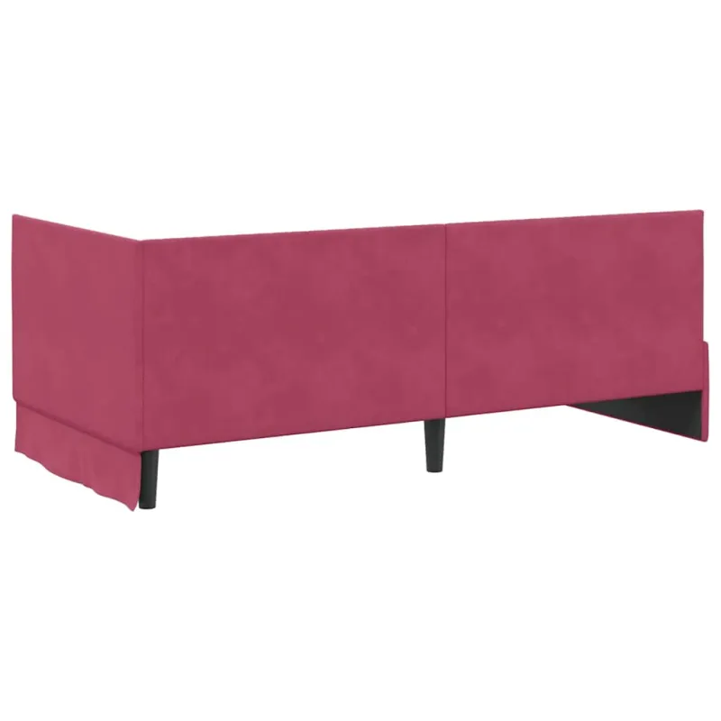 Kampinė lovos konstrukcija Vyno raudona 90 cm x 200 cm Aksomas