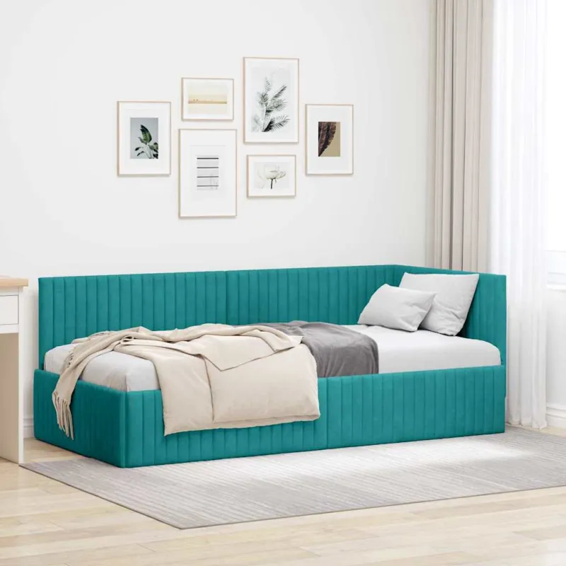 Kampinė lovos konstrukcija Turkio 90 cm x 200 cm Aksomas