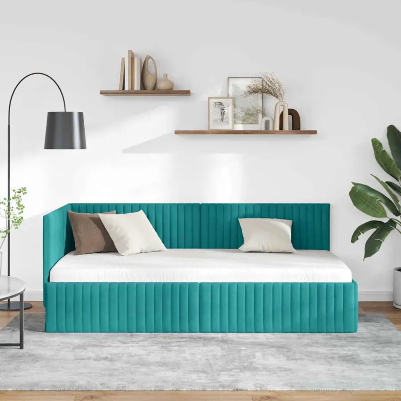 Kampinė lovos konstrukcija Turkio 90 cm x 200 cm Aksomas