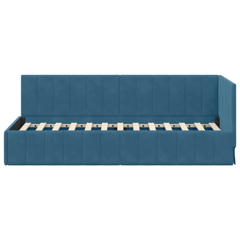 Kampinė lovos konstrukcija Mėlyna 80 cm x 200 cm Aksomas