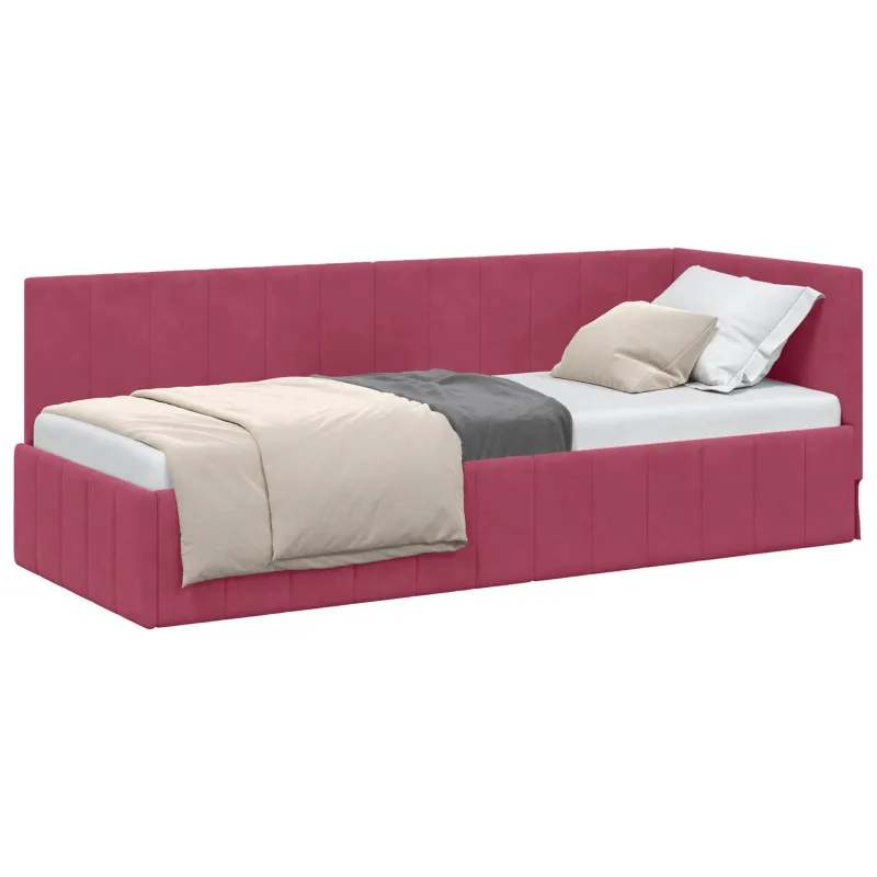 Kampinė lovos konstrukcija Vyno raudona 80 cm x 200 cm Aksomas