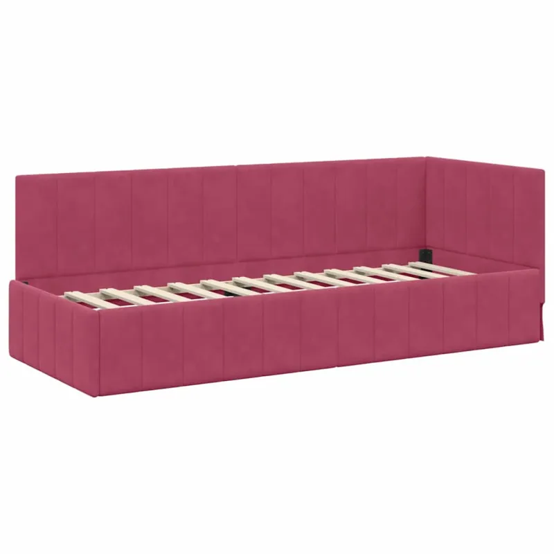 Kampinė lovos konstrukcija Vyno raudona 80 cm x 200 cm Aksomas