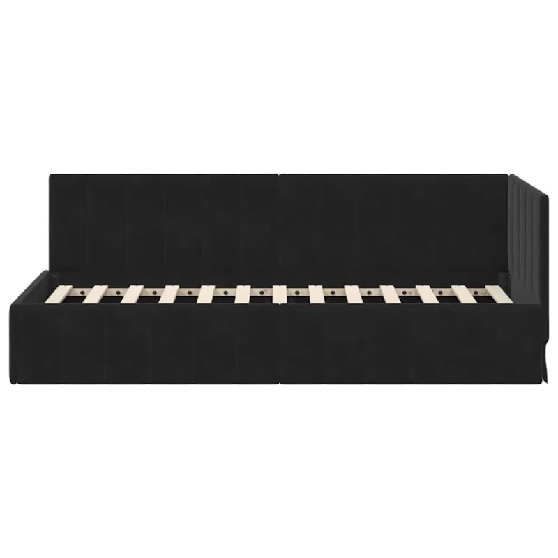 Kampinė lovos konstrukcija Juoda 80 cm x 200 cm Aksomas