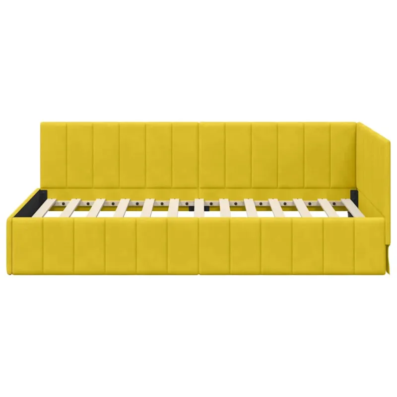 Kampinė lovos konstrukcija Geltona 90 cm x 200 cm Aksomas
