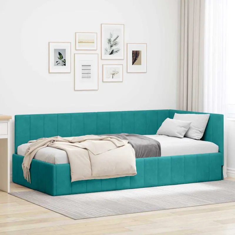 Kampinė lovos konstrukcija Turkio 90 cm x 200 cm Aksomas