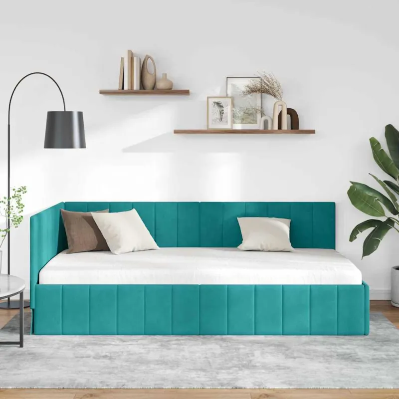 Kampinė lovos konstrukcija Turkio 90 cm x 200 cm Aksomas