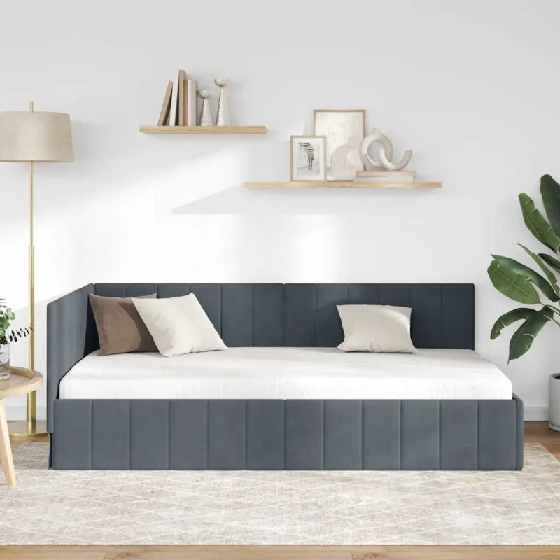 Kampinė lovos konstrukcija Tamsiai pilka 100 cm x 200 cm