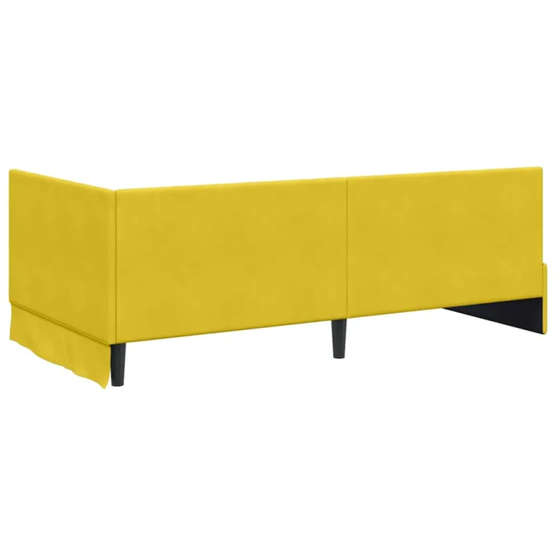 Kampinė lovos konstrukcija Geltona 100 cm x 200 cm Aksomas