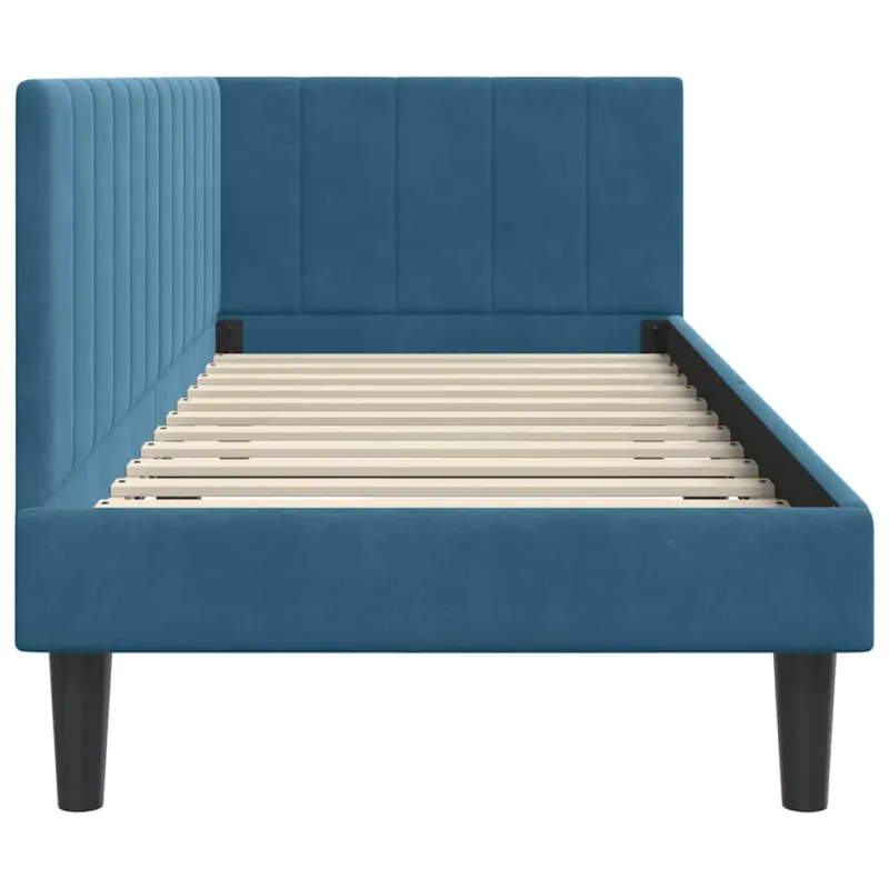Kampinė lovos konstrukcija Mėlyna 80 cm x 200 cm Aksomas