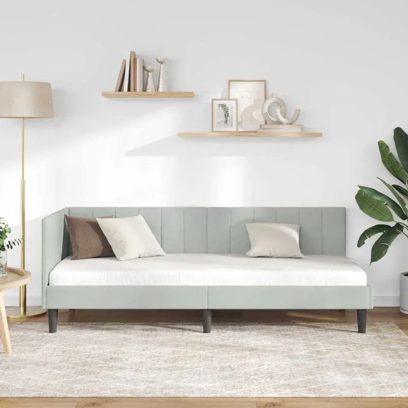 Kampinė lovos konstrukcija Šviesiai pilka 80 cm x 200 cm