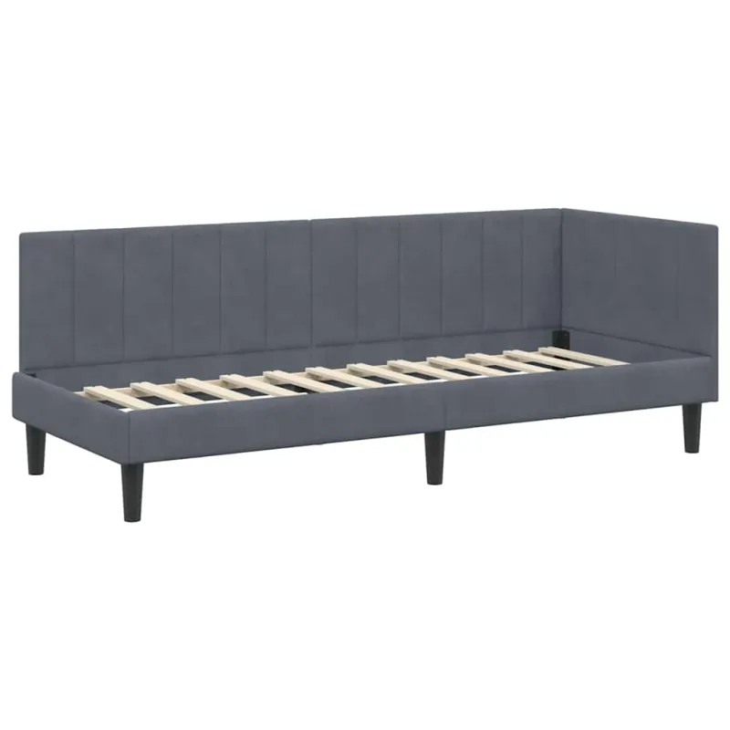 Kampinė lovos konstrukcija Tamsiai pilka 80 cm x 200 cm Aksomas