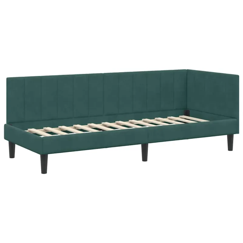 Kampinė lovos konstrukcija Tamsiai žalia 80 cm x 200 cm Aksomas