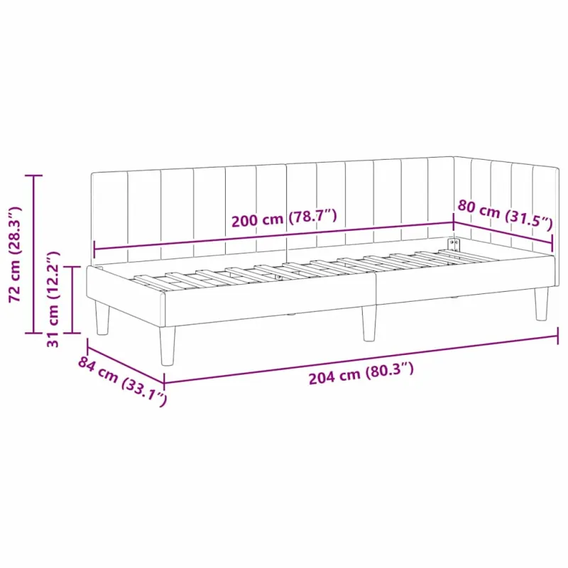 Kampinė lovos konstrukcija Tamsiai žalia 80 cm x 200 cm Aksomas