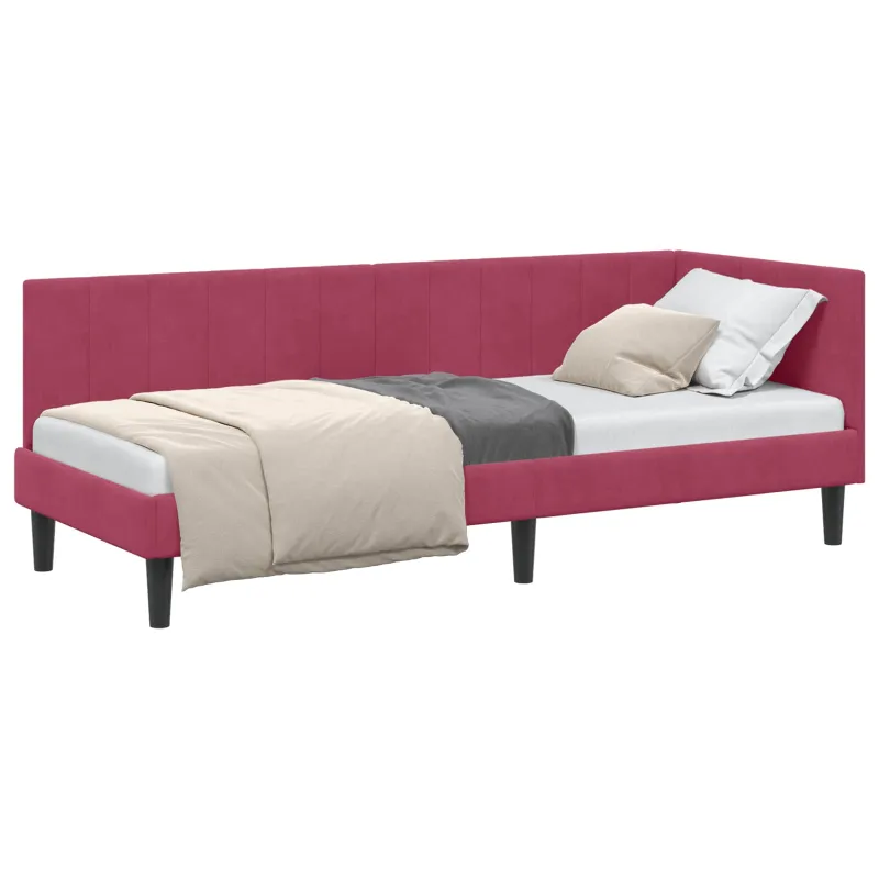 Kampinė lovos konstrukcija Vyno raudona 80 cm x 200 cm Aksomas