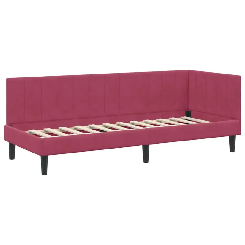 Kampinė lovos konstrukcija Vyno raudona 80 cm x 200 cm Aksomas