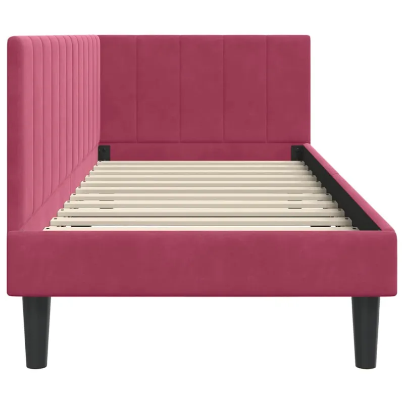 Kampinė lovos konstrukcija Vyno raudona 80 cm x 200 cm Aksomas
