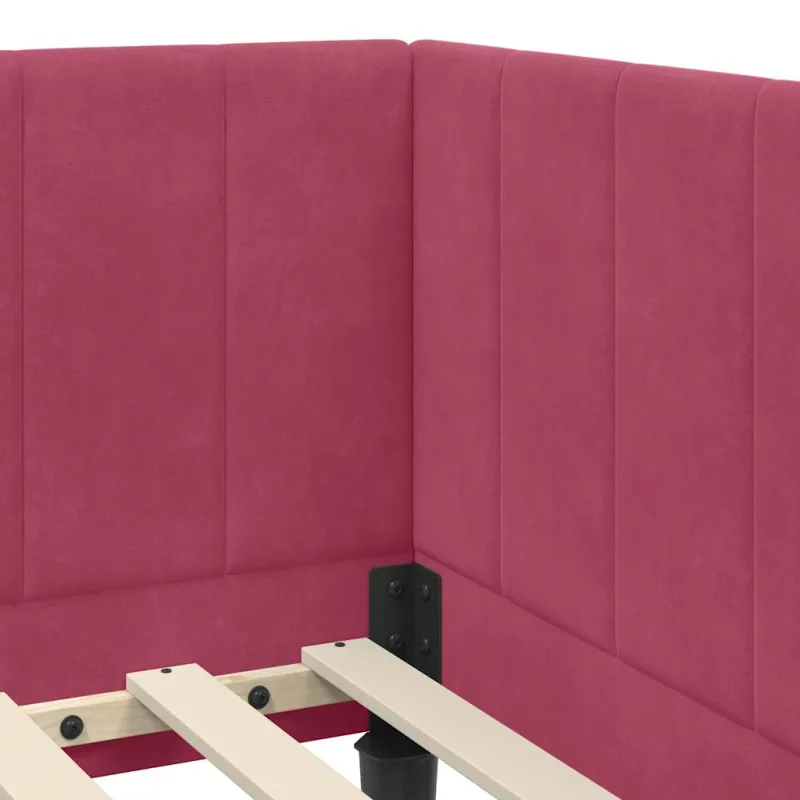 Kampinė lovos konstrukcija Vyno raudona 80 cm x 200 cm Aksomas