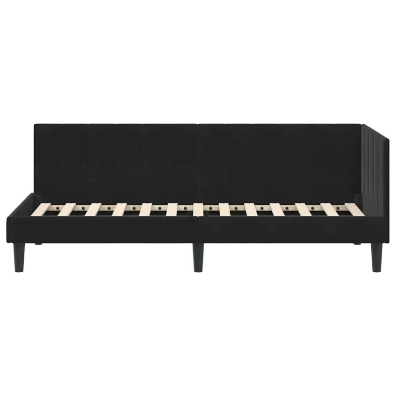 Kampinė lovos konstrukcija Juoda 80 cm x 200 cm Aksomas