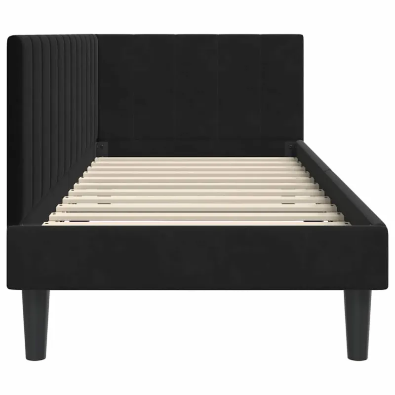 Kampinė lovos konstrukcija Juoda 80 cm x 200 cm Aksomas