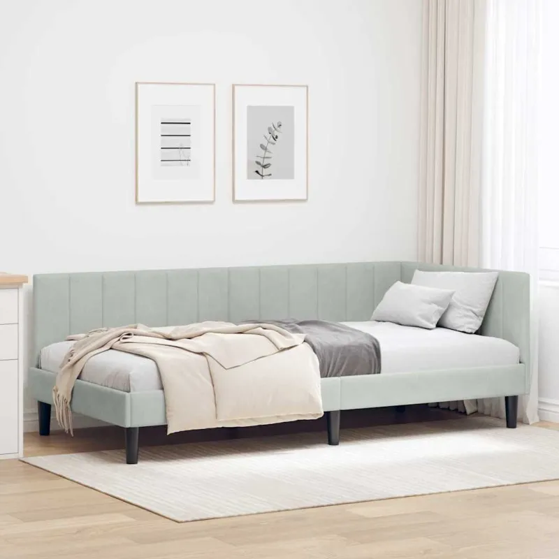 Kampinė lovos konstrukcija Šviesiai pilka 90 cm x 190 cm
