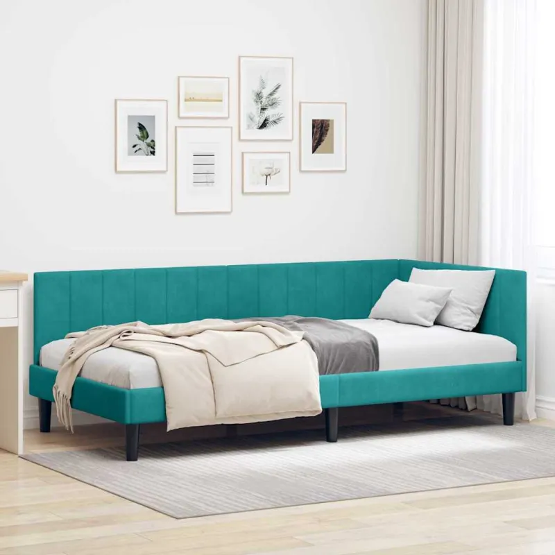 Kampinė lovos konstrukcija Turkio 90 cm x 190 cm Aksomas