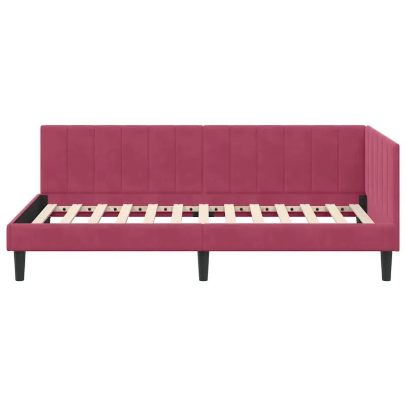 Kampinė lovos konstrukcija Vyno raudona 90 cm x 200 cm Aksomas