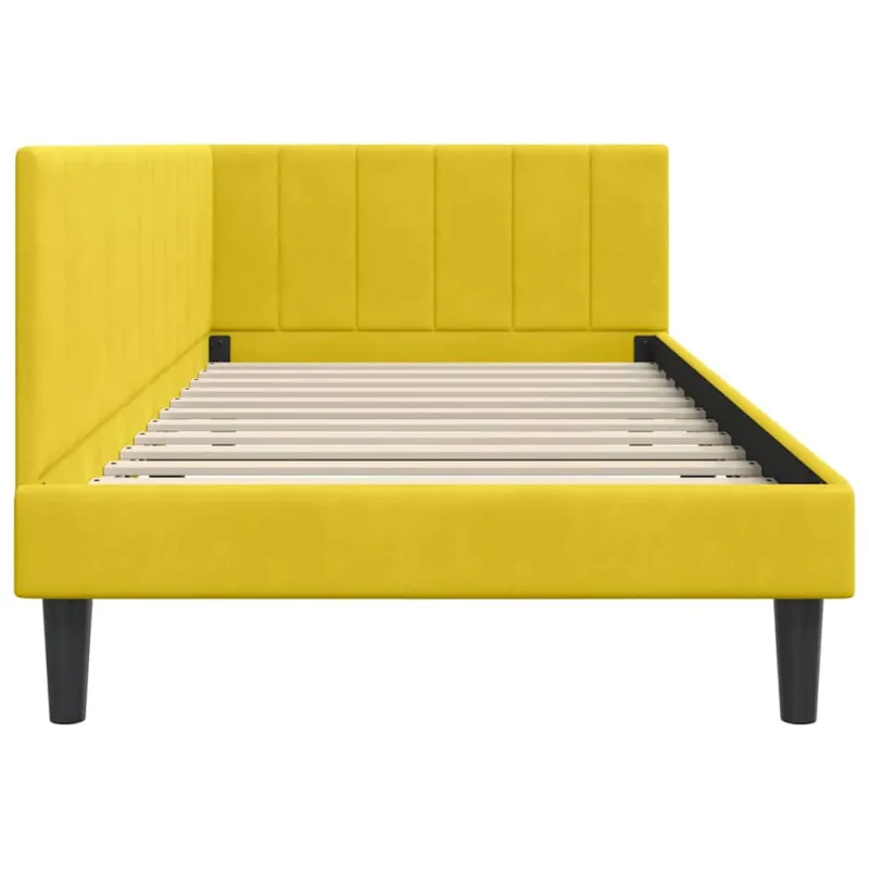 Kampinė lovos konstrukcija Geltona 90 cm x 200 cm Aksomas