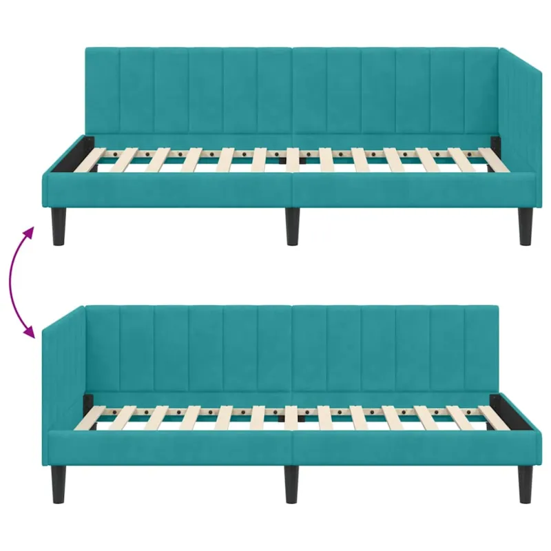 Kampinė lovos konstrukcija Turkio 90 cm x 200 cm Aksomas