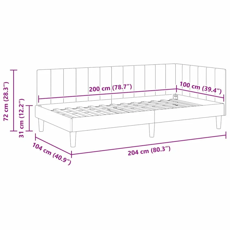 Kampinė lovos konstrukcija Mėlyna 100 cm x 200 cm Aksomas