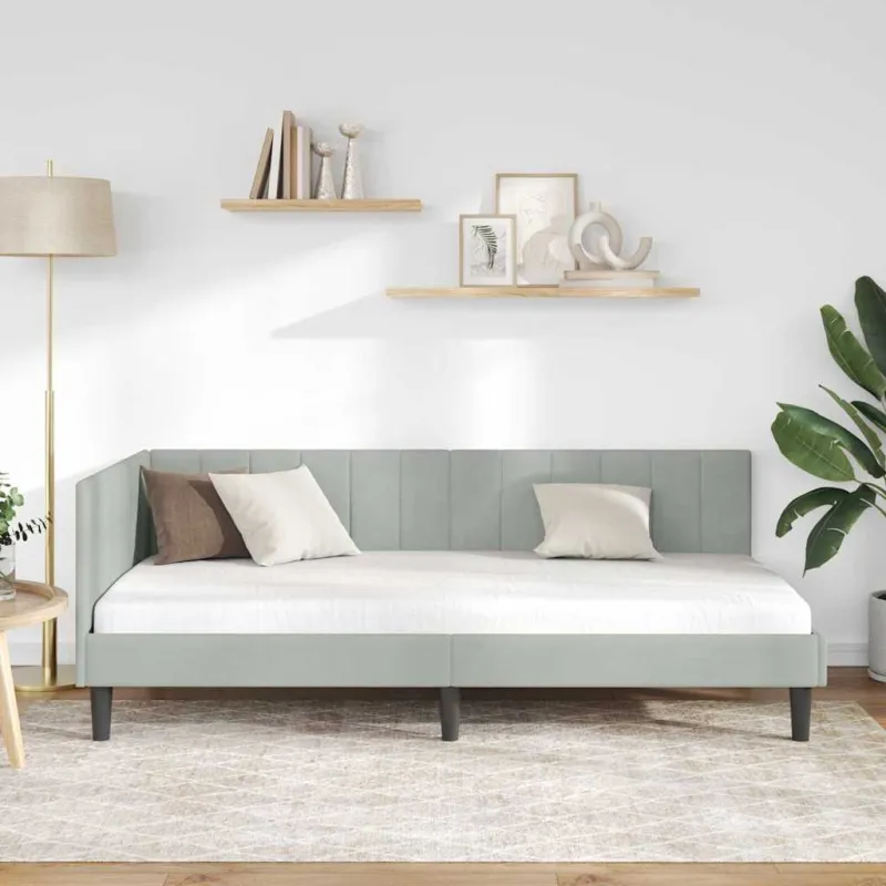 Kampinė lovos konstrukcija Šviesiai pilka 100 cm x 200 cm
