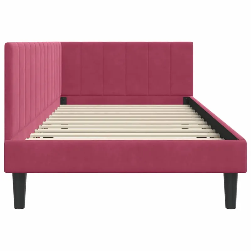 Kampinė lovos konstrukcija Vyno raudona 100 cm x 200 cm Aksomas