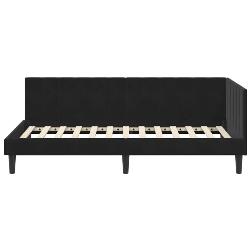 Kampinė lovos konstrukcija Juoda 100 cm x 200 cm Aksomas