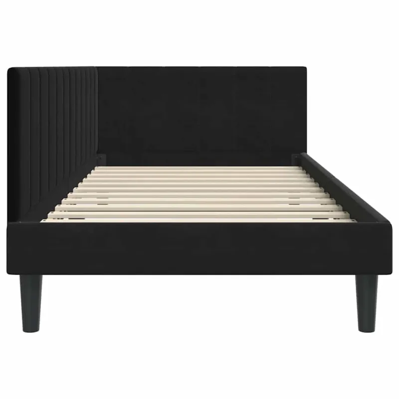 Kampinė lovos konstrukcija Juoda 100 cm x 200 cm Aksomas