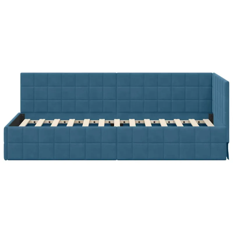 Kampinė lovos konstrukcija Mėlyna 80 cm x 200 cm Aksomas
