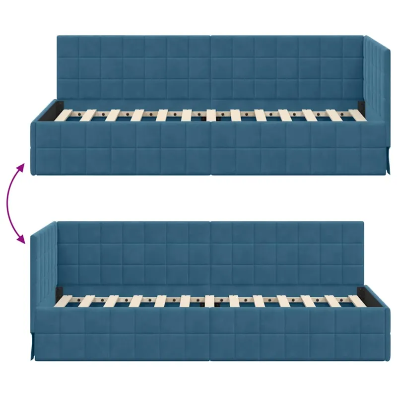 Kampinė lovos konstrukcija Mėlyna 80 cm x 200 cm Aksomas